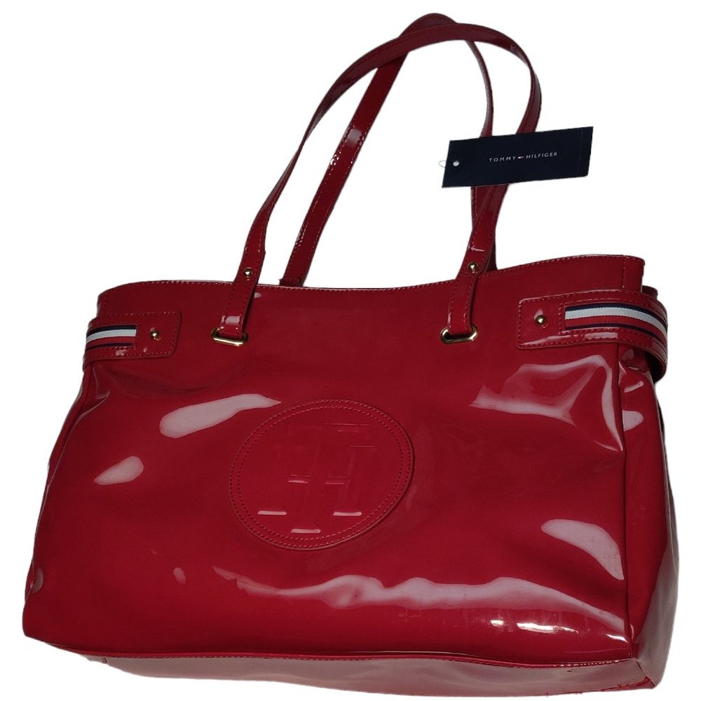 TOMMY HILFIGER WOMEN'S RED TOTE PURSE BAG 16" LONG x 10" TALL NWT RETAIL $118